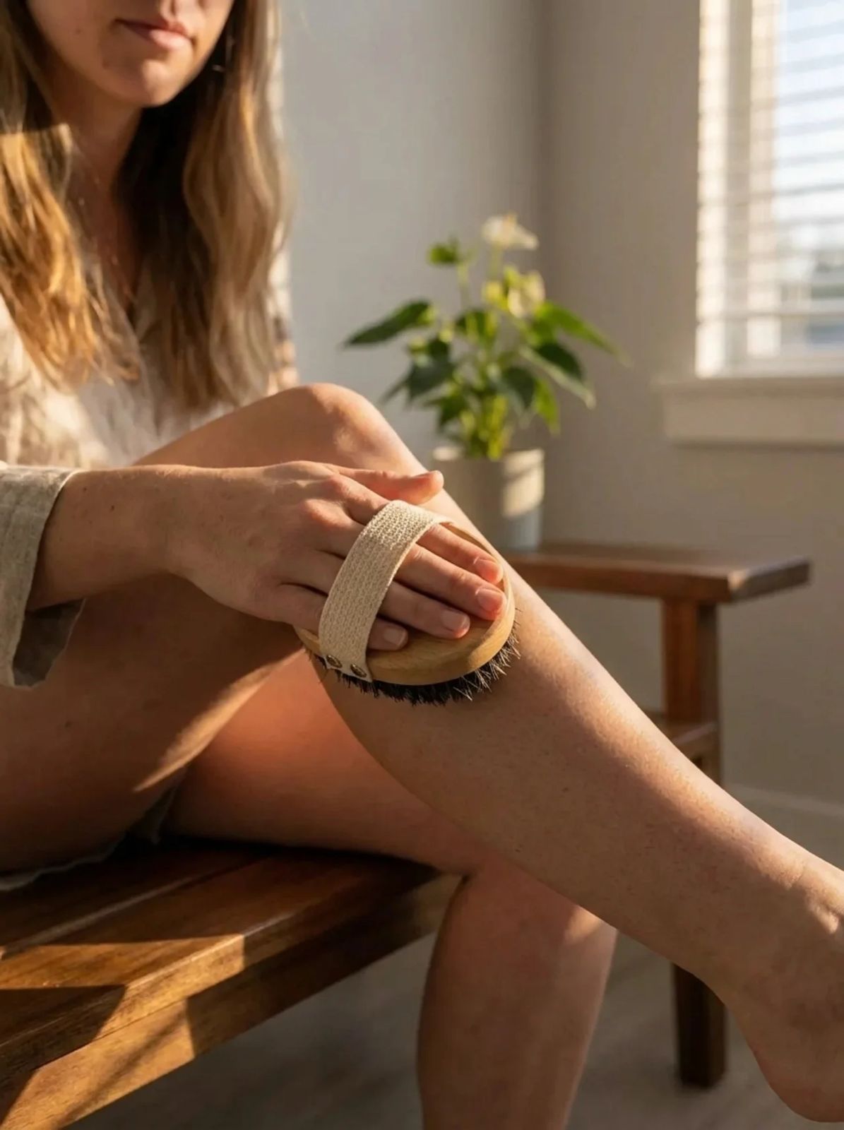 Brushing thigh — cellulite reduction